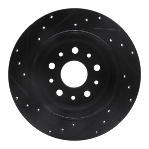 Jeep Wrangler Brake Rotor (1) - Rear Right - R1 Concepts - Drilled & Slotted - Black - `18-`25 Jeep Wrangler Brake Rotor (1) - Rear Right - R1 Concepts - Drilled & Slotted - Black - `18-`25